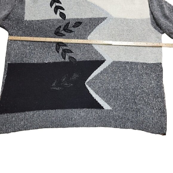 Erika II Collection Womens 2X Black Gray Long Sleeve Top Sweater Angora Blend - Picture 8 of 10